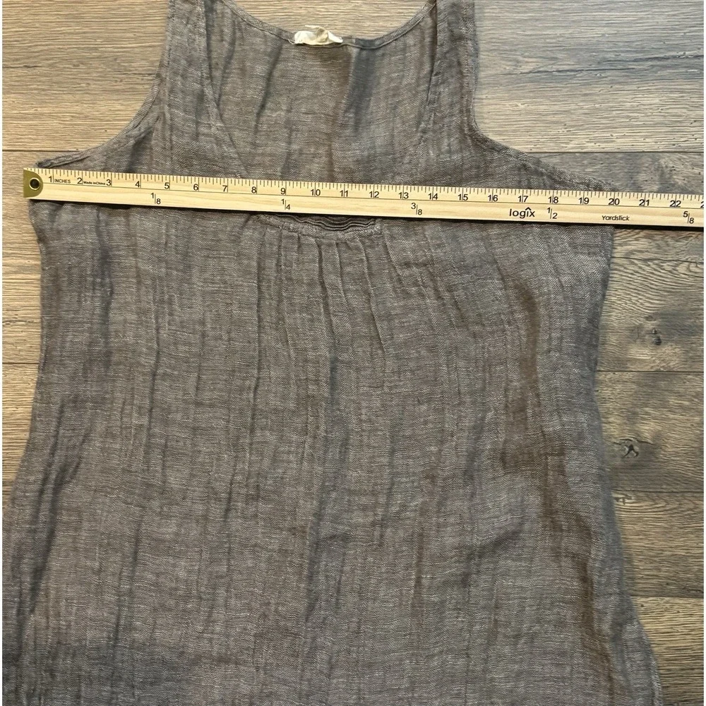Eileen Fisher Organic Linen Gauze Tunic Tank Top Brown Gray Sleeveless Medium - Picture 6 of 8